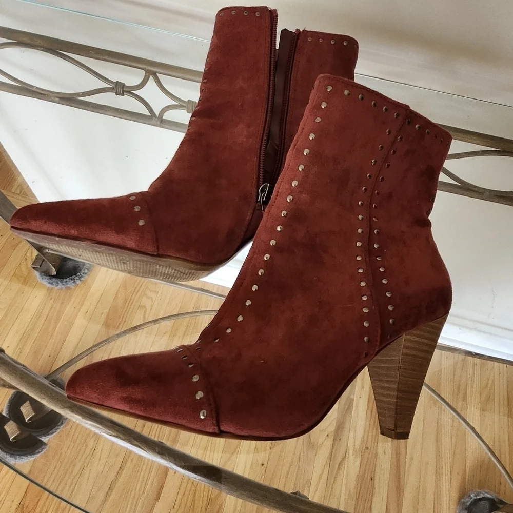 Universal Thread Rust Suede Heeled Boots - Picture 1 of 6
